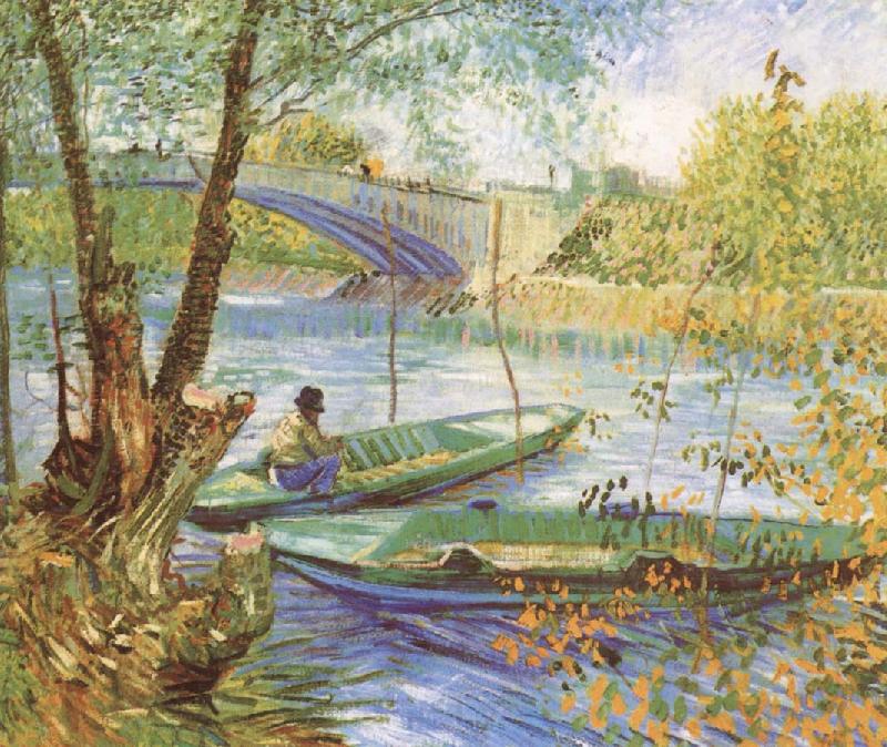 Vincent Van Gogh Flsihing in Spring Norge oil painting art